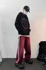 B221美式ins高街小众宽松三条杠运动牛仔裤LK23139-P65控88，男装牛仔裤，电商B221