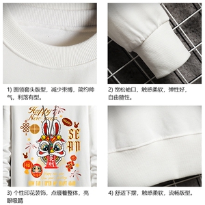 春季圆领卫衣男大码韩版宽松长袖外套 网格S6299-P28图片