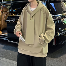 交叉领带设计重磅420克连帽卫衣宽松春秋XZ225-3-WY12，男装卫衣，星座225-3
