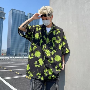 高街痞子衬衫男士短袖韩版潮流提花2024夏季ins宽松外套CY886-P40图片