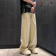夏季薄款男女冰丝速干褶皱裤休闲宽松褶皱垂坠感长裤子，男装休闲裤，星座1013