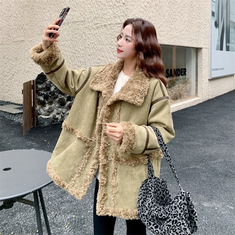 新款绿色皮毛一体外套2C110-H9808-P215-K318,女装皮草,2C110
