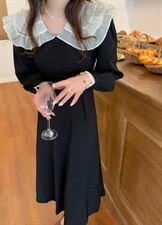 〈现货〉春季新款娃娃领连衣裙，女装连衣裙，MAN YU 蔓羽