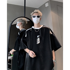 男装短袖T恤2025夏季拉链字母印花五分袖体恤XZ514-2-202465-P58，男装T恤，星座514-2(原B239)