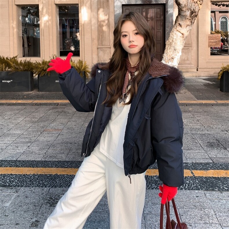 羽绒棉服女复古牛角扣派克服冬季2025年新款加厚韩系棉袄外套,男装棉衣,星座1210-1