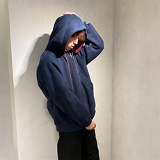 抖音得物二开美式高街重磅结构双层撞色连帽卫衣开衫外套W116，男装卫衣，电商A486