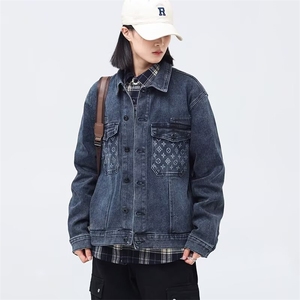 1506/QY80400/P45新款翻领夹克男潮流水洗渐外套宽松春秋上衣图片