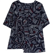 时尚潮流舒适蕾丝衫/雪纺衫2024年夏季花版不规则短袖圆领气质，女装蕾丝衫/雪纺衫，风姿绰