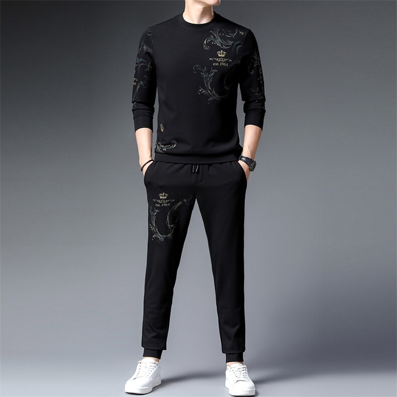 BJ9811秋季2023年新款男士长袖长裤修身休闲时尚卫衣套装P155图片