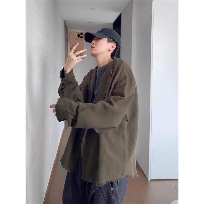 毛边亚麻衬衫男慵懒风长袖衬衣cleanfit防晒衣外套LS2900-P43,男装防晒衣,星座1008