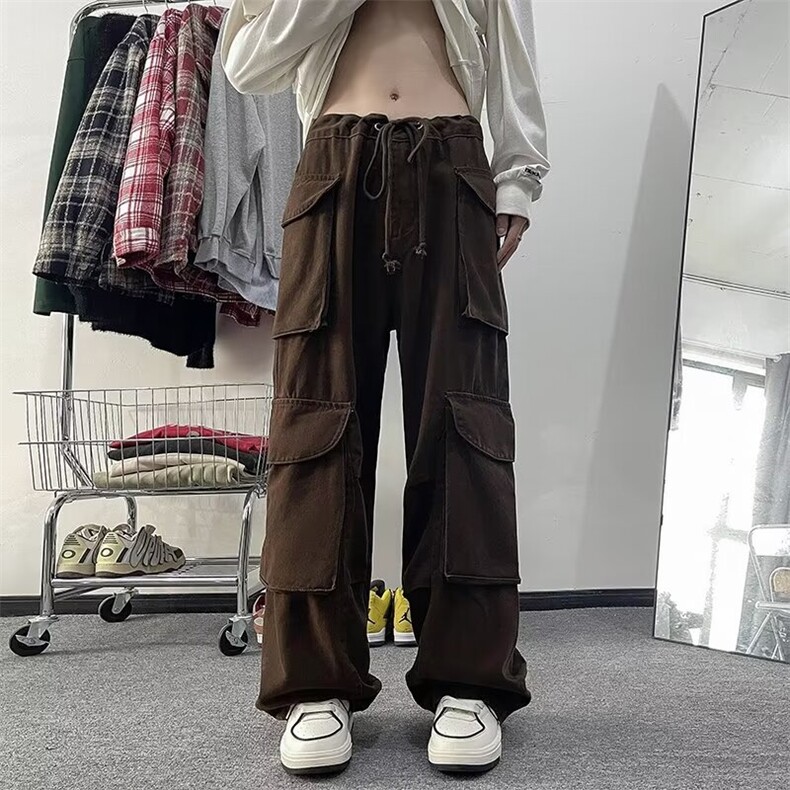 美拉德纯棉多口袋美潮小众工装裤美式复古痞帅炸街裤子K205p58，童装卫衣/绒衫，星座1013