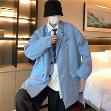 送铁链小西装男ins休闲夹克上衣2024新款春秋西装外套XZ01382-P60，男装西服，星座308B-1