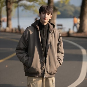 棉服男潮流加厚潮牌假两件冬款高街韩系棉衣外套冬装棉袄图片