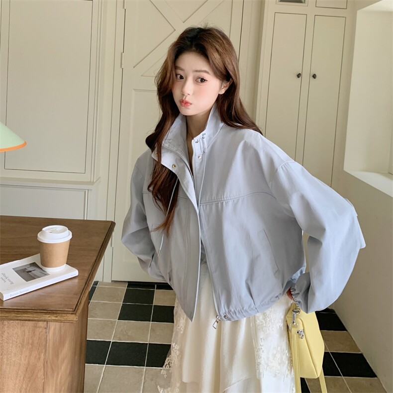 现货新款淡蓝色宽松休闲短外套女春秋季上衣2C353--722#P165K268,女装短外套,2C353