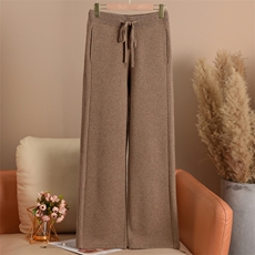 2025年秋季长裤百搭中腰直筒裤加厚系绳裤子时尚百搭，女装休闲裤，贵皇羊绒四店