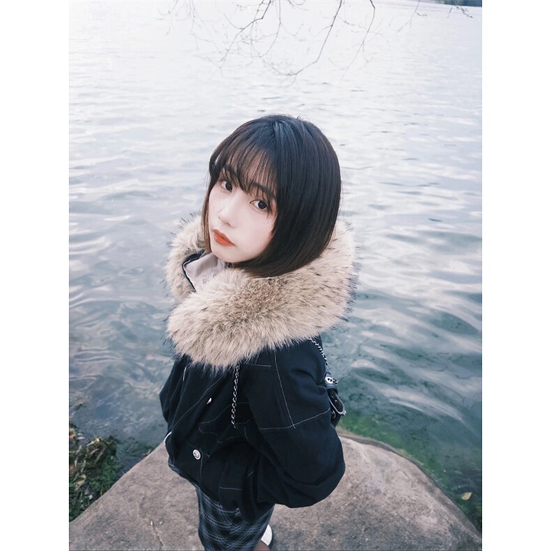 现货重磅boxy短款棉衣座山雕大毛毛领男女棉服水洗工装厚外套，男装棉衣，电商A486