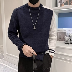 男士毛衣秋冬季新款撞色拼接内搭针织衫高级感潮牌打底衫S549，男装针织衫/毛衣，星座1116A-2（原606A-1）
