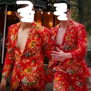 RS1网红同款高质量大码单上衣西装西服婚庆表演出团队服新中式潮图片