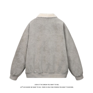 冬季美拉德巴恩风羊羔绒屋面PU皮棉服加绒保暖棉衣MP7827-特P80图片