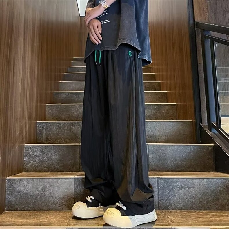 冰丝速干冲锋裤男生薄款ins潮宽松直筒抽绳运动休闲工装长裤夏季,男装工装外套,星座1013