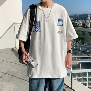 1图案已注册港风棋盘格情侣大码M-5XL风短袖男DT7653P30控45图片