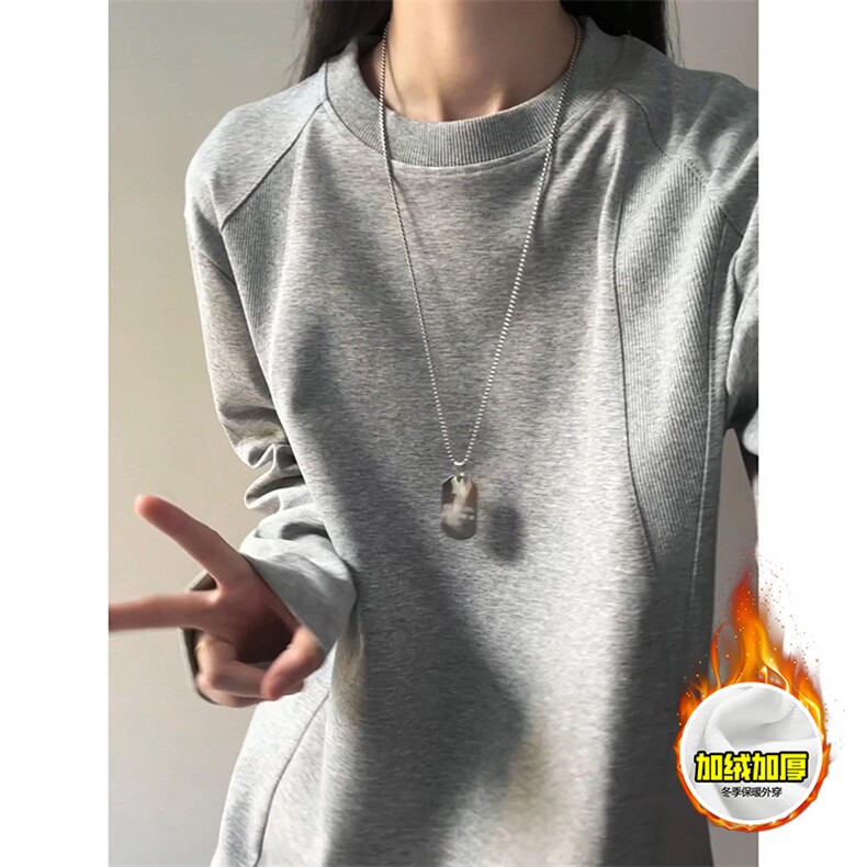 抖音得物高品质美式高街重磅曼巴棉cleanfit螺纹拼接卫衣长袖T恤图片