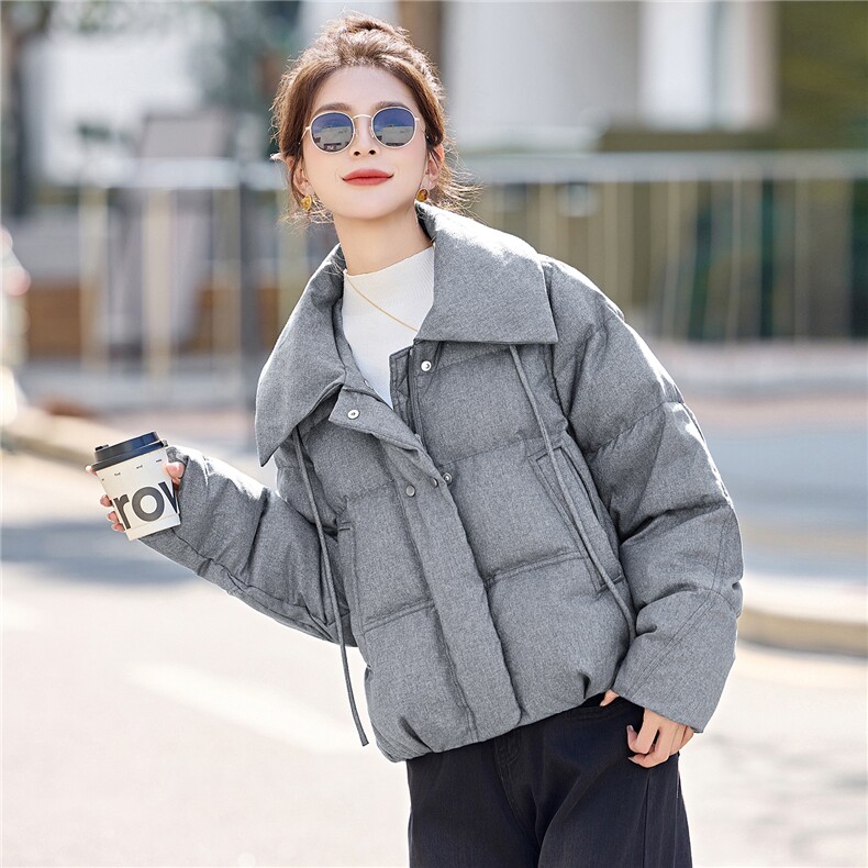 2025冬装新款简约时尚休闲翻领羽绒服,女装羽绒服,美沁