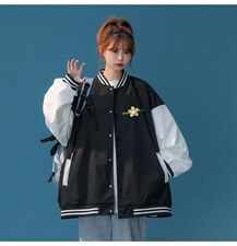 中性风2023秋季新款港风设计感印花图案棒球服外套G8022p65控88，男装夹克，A247A