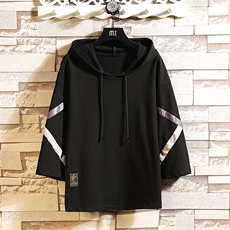 7XL-M货足连帽T恤男2023春夏新款潮休闲胖子宽松七分袖加肥加大码，男装T恤，钱塘717(原712)