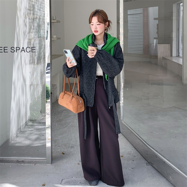 撞色披肩休闲深灰色外套女春秋2025新款独特超好看学院风超火上衣,女装短外套,2C305