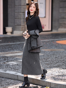现货小香风套装裙女2025秋季新款高级感气质富家千金半身裙两件套图片
