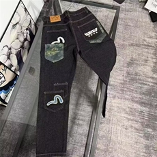 高奢牛仔裤提花新款男士修身刺绣印花休闲裤子直筒ZNH137P51，男装牛仔裤，星座1112-1