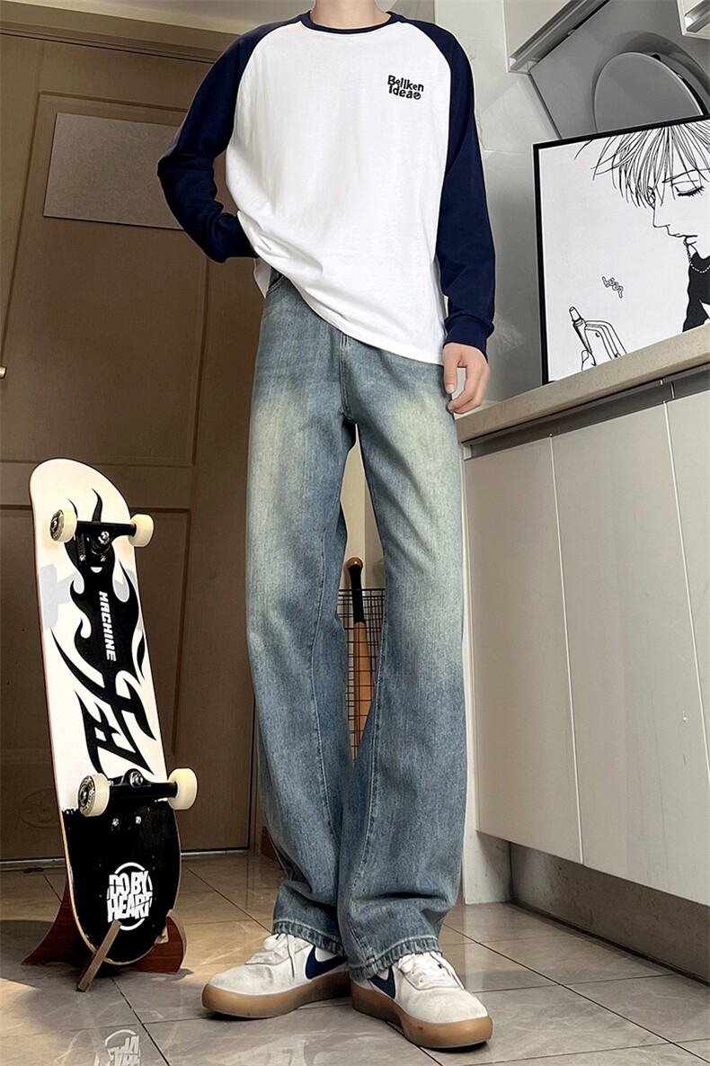 A178秋冬季新款美式休闲牛仔裤男直筒宽松9301P55限价68,男装牛仔裤,电商A178