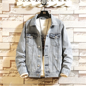 秋季潮流男士修身复古牛仔夹克休闲韩版牛仔外套上衣8161图片