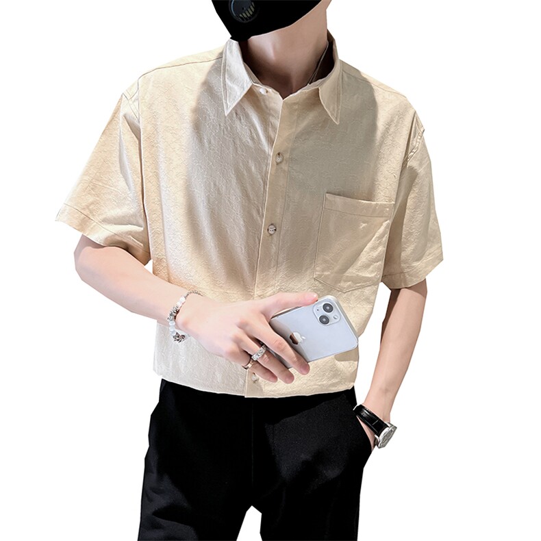 高品质纯棉白衬衫短袖衬衫男装社会小伙休闲宽松衬衣TZ99P50控78,男装T恤,电商B413