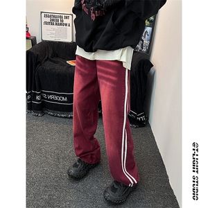 B221 美式ins高街小众宽松三条杠运动牛仔裤 LK23139-P65 控88图片