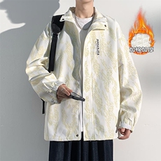 图案有版权港风暗纹立领大码棉服夹克外套男士J614加棉-P80控118，男装夹克，电商A001