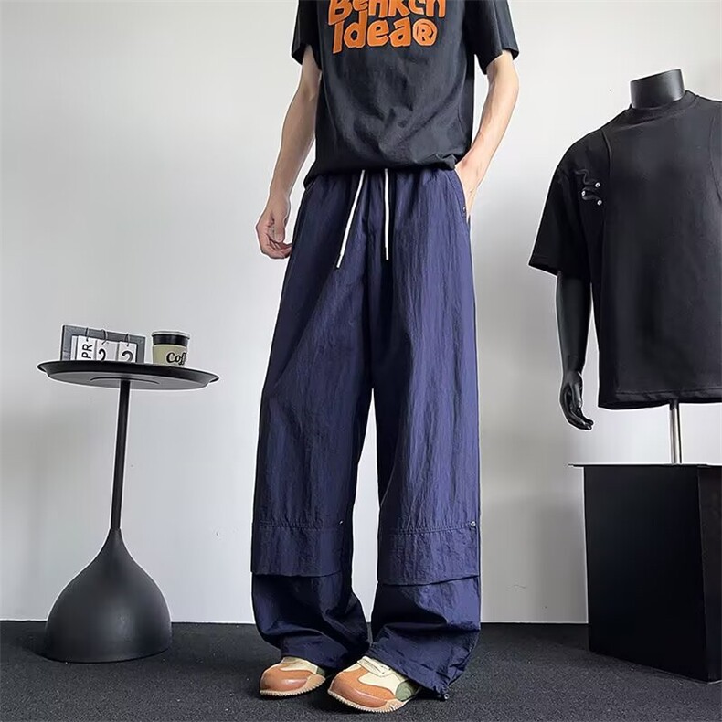 夏季薄款工装伞兵裤男美式机能风宽松百搭纯色直筒阔腿休闲长裤子,男装工装外套,星座506A