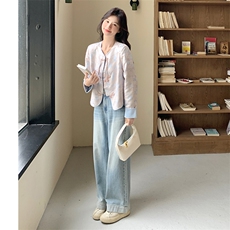 新中式提花短外套女2025春季新款今年流行超好看国风复古盘扣上衣，女装短外套，2D078