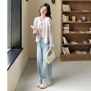 新中式提花短外套女2025春季新款今年流行超好看国风复古盘扣上衣图片