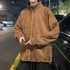 麂皮绒立领夹克男宽松落肩纯色上衣外套JK720-P68，男装夹克，星座1204-3
