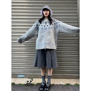 文艺ins帛跃美式复古男女开衫外套秋冬新款毛衣休闲慵懒风针织衫图片