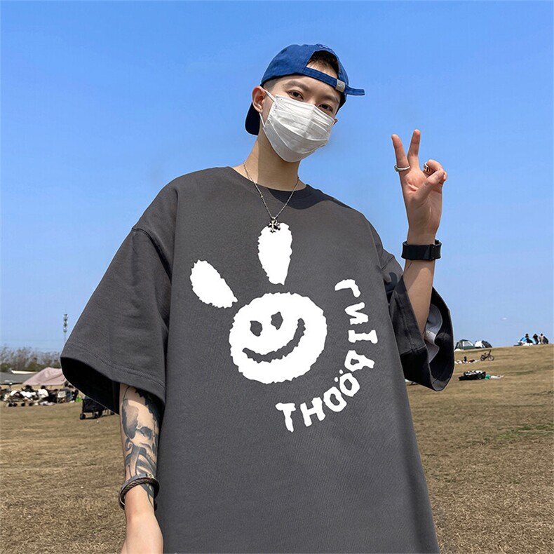 抖音得物二开现货供应220克夏装重磅美式高街宽松短袖t恤MT58图片
