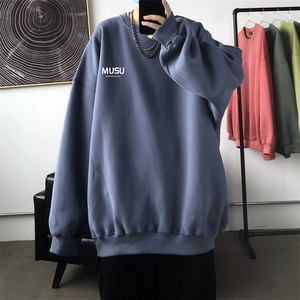 W35字母印花圆领秋新卫衣外套大码宽松男女学生外衣纯色新情侣潮图片