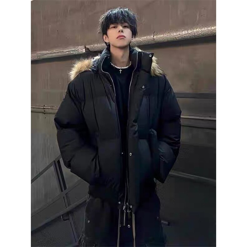 网图秋冬新款休闲百搭连帽毛领PU加厚情侣棉服MY5241TP85,男装棉衣,电商A247