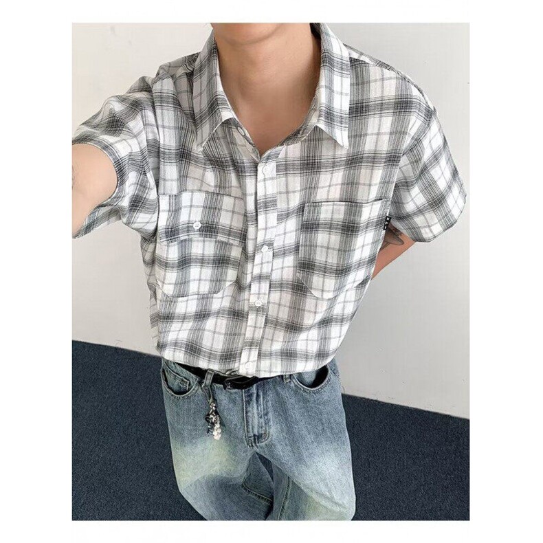 衬衫夏装港风学生宽松小众设计感趣味新款男装CK219P34,男装衬衫,星座1013-1