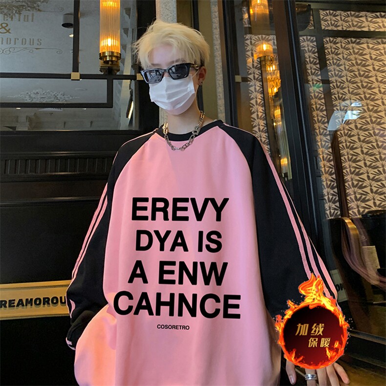抖音得物供货 提供视频 秋冬重磅美式宽松织带圆领卫衣0747图片