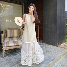 现货重工亮片上衣拼接蕾丝裙2C206-L511-P145-K198，女装连衣裙，2C206