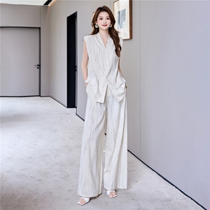 时尚阔腿裤套装女2025夏季新款休闲气质显瘦高级感无袖职业两件套图片