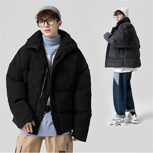 2021冬季新港风无影墙日系大码男灯芯绒休闲衣面包服M7008-P90图片